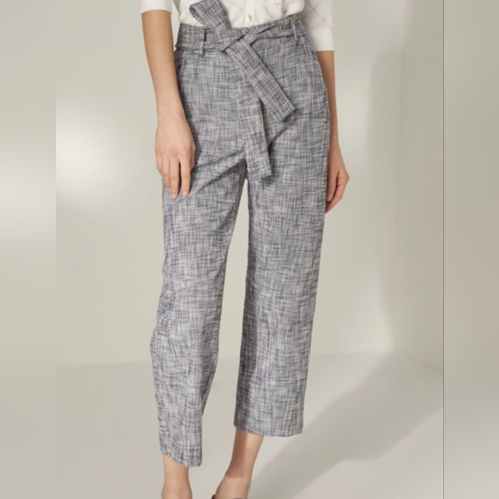 Wilfred tie-front cropped belted pants - textured tweed